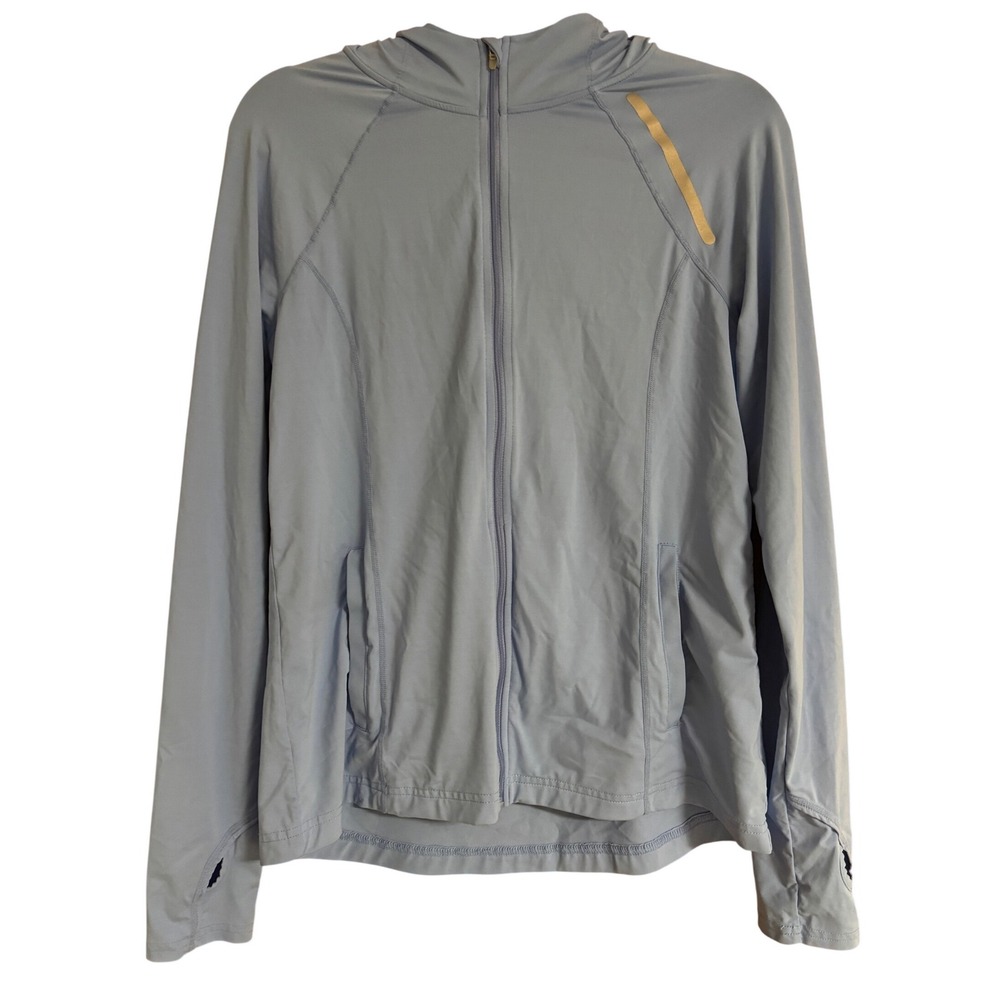 NOT FOR SALE BloqUV Womens Large Light Blue Full Zip Protection Hoodie Jacket